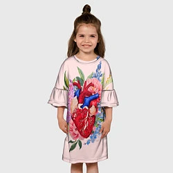 Платье клеш для девочки Цветочное сердце, цвет: 3D-принт — фото 2
