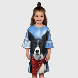 Платье клеш для девочки Бордер-колли, цвет: 3D-принт — фото 2