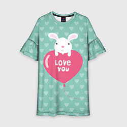 Платье клеш для девочки Rabbit: Love you, цвет: 3D-принт