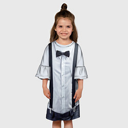 Платье клеш для девочки Рубашка с подтяжками, цвет: 3D-принт — фото 2