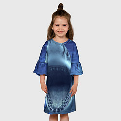 Платье клеш для девочки Белая акула, цвет: 3D-принт — фото 2