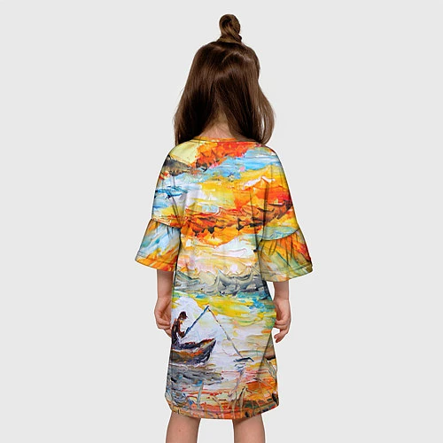 Детское платье Рыбак на лодке / 3D-принт – фото 4