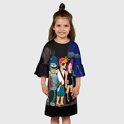 Платье клеш для девочки Футурама пати, цвет: 3D-принт — фото 2