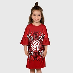 Платье клеш для девочки Волейбол 34, цвет: 3D-принт — фото 2