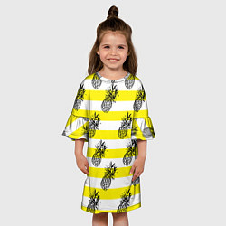 Платье клеш для девочки Ананасы 24, цвет: 3D-принт — фото 2