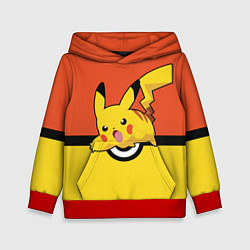 Толстовка-худи детская Pikachu, цвет: 3D-красный