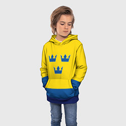 Толстовка-худи детская Сборная Швеции: домашняя форма, цвет: 3D-синий — фото 2