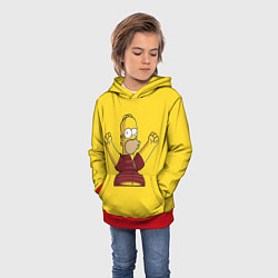 Толстовка-худи детская Гомер-болельщик, цвет: 3D-красный — фото 2