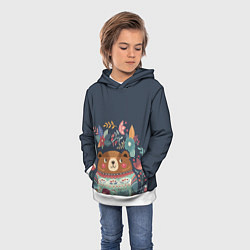 Толстовка-худи детская Осенний медведь, цвет: 3D-белый — фото 2