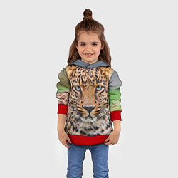 Толстовка-худи детская Грустный леопард, цвет: 3D-красный — фото 2