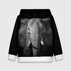 Толстовка-худи детская Взгляд слона, цвет: 3D-белый