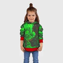 Толстовка-худи детская Зелёная ель, цвет: 3D-красный — фото 2