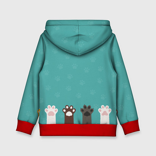 Детская толстовка Лапки котеек / 3D-Красный – фото 2