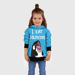 Толстовка-худи детская I eat dolphins, цвет: 3D-черный — фото 2