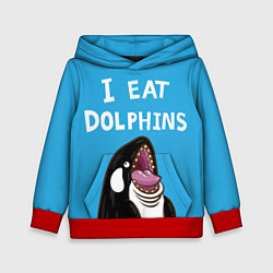 Толстовка-худи детская I eat dolphins, цвет: 3D-красный