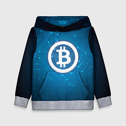 Толстовка-худи детская Bitcoin Blue, цвет: 3D-меланж