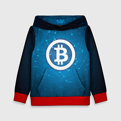 Толстовка-худи детская Bitcoin Blue, цвет: 3D-красный