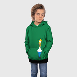 Толстовка-худи детская Гомер в кустах, цвет: 3D-черный — фото 2