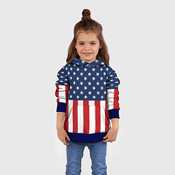 Толстовка-худи детская Флаг США, цвет: 3D-синий — фото 2