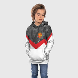 Толстовка-худи детская Man United FC: Grey Polygons, цвет: 3D-белый — фото 2