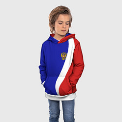 Толстовка-худи детская Герб РФ Триколор, цвет: 3D-белый — фото 2