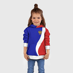 Толстовка-худи детская Герб РФ Триколор, цвет: 3D-белый — фото 2
