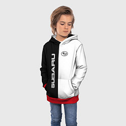 Толстовка-худи детская Subaru B&W, цвет: 3D-красный — фото 2