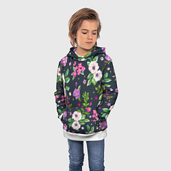 Толстовка-худи детская Пурпурные цветы, цвет: 3D-белый — фото 2