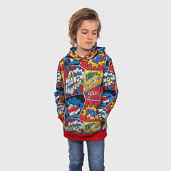 Толстовка-худи детская Pop art pattern, цвет: 3D-красный — фото 2