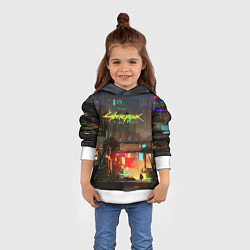 Толстовка-худи детская Cyberpunk 2077: Night City, цвет: 3D-белый — фото 2