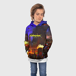 Толстовка-худи детская Cyberpunk 2077: Night City, цвет: 3D-белый — фото 2
