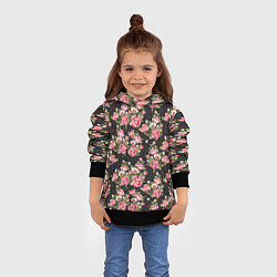 Толстовка-худи детская Брендовые цветы, цвет: 3D-черный — фото 2