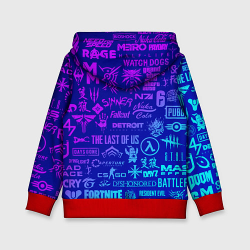 Детская толстовка Неоновые геймерские лого / 3D-Красный – фото 2