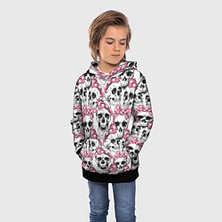 Толстовка-худи детская Черепа в розовых платках, цвет: 3D-черный — фото 2