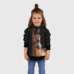 Толстовка-худи детская Гнедой жеребец, цвет: 3D-черный — фото 2