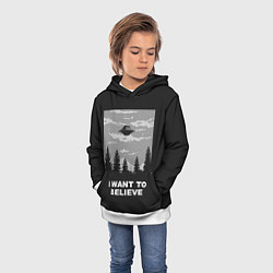 Толстовка-худи детская I want to believe, цвет: 3D-белый — фото 2