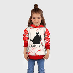 Толстовка-худи детская What cat, цвет: 3D-красный — фото 2