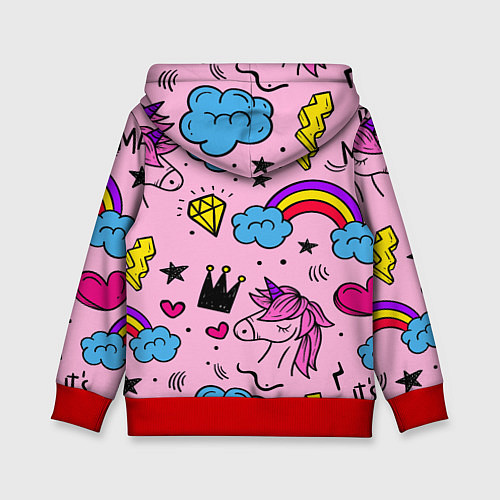 Детская толстовка Единороги / 3D-Красный – фото 2