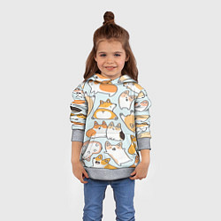 Толстовка-худи детская Корги, цвет: 3D-меланж — фото 2