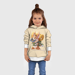 Толстовка-худи детская КОРГИ ПУТЕШЕСТВЕННИК, цвет: 3D-белый — фото 2