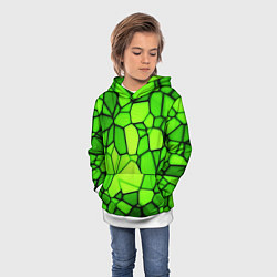 Толстовка-худи детская Зеленая мозаика, цвет: 3D-белый — фото 2