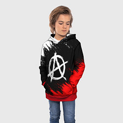 Толстовка-худи детская АНАРХИЯ, цвет: 3D-красный — фото 2