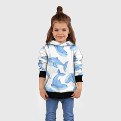 Толстовка-худи детская Косяк китов, цвет: 3D-черный — фото 2