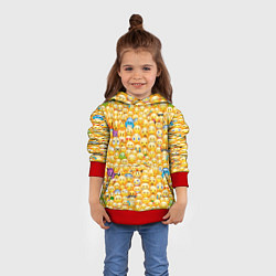 Толстовка-худи детская Смайлики Emoji, цвет: 3D-красный — фото 2
