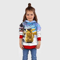Толстовка-худи детская Детектив Пикачу, цвет: 3D-красный — фото 2
