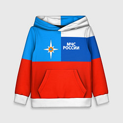 Толстовка-худи детская Флаг МЧС России, цвет: 3D-белый