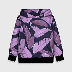 Толстовка-худи детская Tropical leaves 4 purple, цвет: 3D-черный