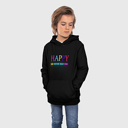 Толстовка-худи детская HAPPY, цвет: 3D-черный — фото 2