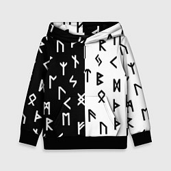 Толстовка-худи детская РУНЫ, цвет: 3D-черный