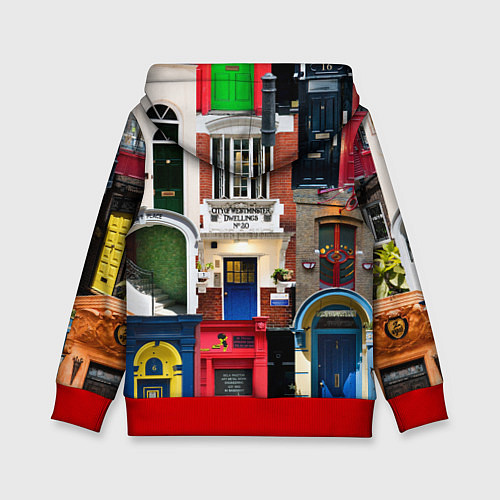 Детская толстовка London doors цифровой коллаж / 3D-Красный – фото 2